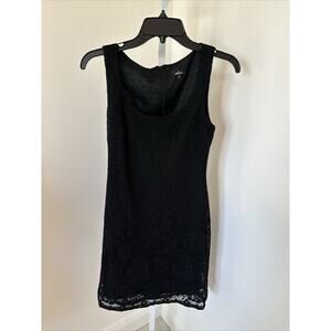 Vintage Mica Black Dress Lace Overlay Sleeveless Scoop Neck Whimsigoth Size PS